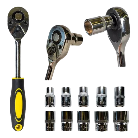 Jogo de Soquetes Titanium C/catraca 1/2pol C/11pcs 10a22mm Vanadium