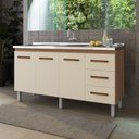 Ver imagem 1 de Balcão Gabinete para Pia Dana 148cm 03 Portas 03 Gavetas sem Tampo Savana Off White - Desk Design