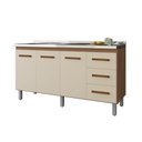 Ver imagem 2 de Balcão Gabinete para Pia Dana 148cm 03 Portas 03 Gavetas sem Tampo Savana Off White - Desk Design