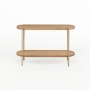 Ver imagem 1 de Mesa Lateral Cantik para Sala Pés em Metal 79,5cm x 30cm Mel Escuro Dourado Casavee