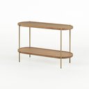 Ver imagem 2 de Mesa Lateral Cantik para Sala Pés em Metal 79,5cm x 30cm Mel Escuro Dourado Casavee