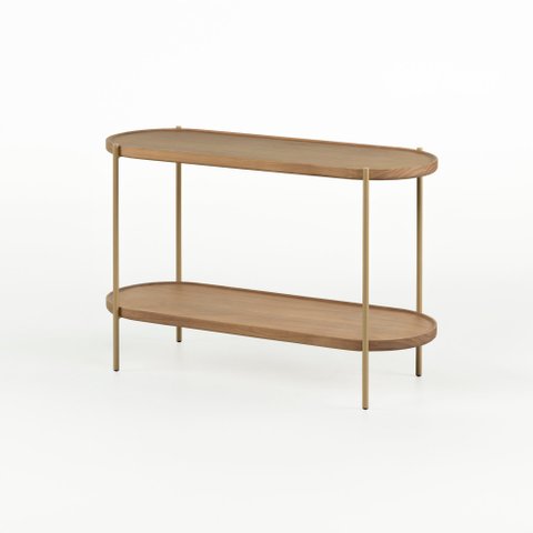 Mesa Lateral Cantik para Sala Pés em Metal 79,5cm x 30cm Mel Escuro Dourado  Casavee