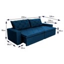 Ver imagem 3 de Sofá Cama Bangkok sem Caixa 2,50m Retrátil e Reclinável com Molas Velut Azul- King House