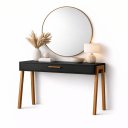 Ver imagem 5 de Mesa Escrivaninha Aparador Pés Madeira Quarto Estudo 90x40 Preto/freijó