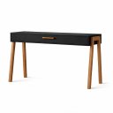 Ver imagem 6 de Mesa Escrivaninha Aparador Pés Madeira Quarto Estudo 90x40 Preto/freijó