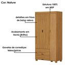 Ver imagem 5 de Guarda Roupa Solteiro 3 Portas 2 Gavetas e Cama de Solteiro Mdf Bela Nature Off Decmade