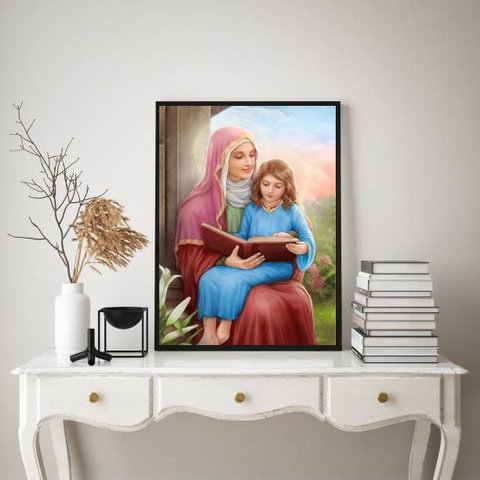 Quadro Decorativo Santa ana 33x24cm:madeira Preta