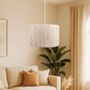 Ver imagem 1 de Luminária Pendente Paris Corda Sisal Natural Palha Moderna:branco