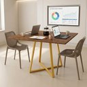 Ver imagem 6 de Mesa Santorine Jantar e Reunião Quadrada Estilo Industrial Moderno MDF Aço Freijó/Dourado Lh Móveis