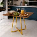 Ver imagem 7 de Mesa Santorine Jantar e Reunião Quadrada Estilo Industrial Moderno MDF Aço Freijó/Dourado Lh Móveis
