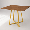 Ver imagem 5 de Mesa Santorine Jantar e Reunião Quadrada Estilo Industrial Moderno MDF Aço Freijó/Dourado Lh Móveis