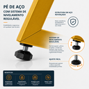Ver imagem 4 de Mesa Santorine Jantar e Reunião Quadrada Estilo Industrial Moderno MDF Aço Freijó/Dourado Lh Móveis