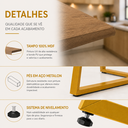 Ver imagem 3 de Mesa Santorine Jantar e Reunião Quadrada Estilo Industrial Moderno MDF Aço Freijó/Dourado Lh Móveis