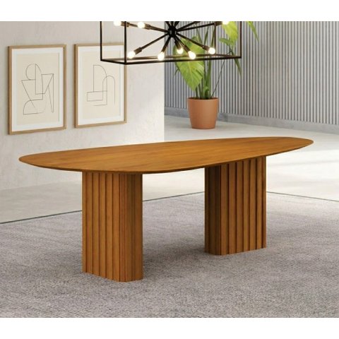 Mesa para Sala de Jantar com Tampo Orgânico 75x180x90cm Marrom/Freijó