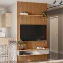 Ver imagem 1 de Painel para Tv até 60 Polegadas 1 Porta 140 Cm Nature Ripado/off White - Linea Brasil