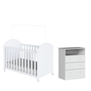 Ver imagem 1 de Kit Berço e Cômoda Peroba Smim Cor Branco Quarto Infantil