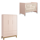 Ver imagem 2 de Quarto de Bebê Berço Evolution + Guarda Roupa Infantil 3P e 2g Rosa Classic