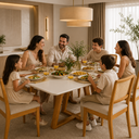 Ver imagem 2 de Cojunto Mesa com 6 Cadeiras Linho Bege Moderno Pérola e Rubi