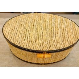 Caixa Oval Mdf Detalhe Palha 26x16x12cm - 2