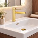 Ver imagem 7 de Torneira Daytona Dourada Baixa Aço Inox 304 Luxo Goldenx