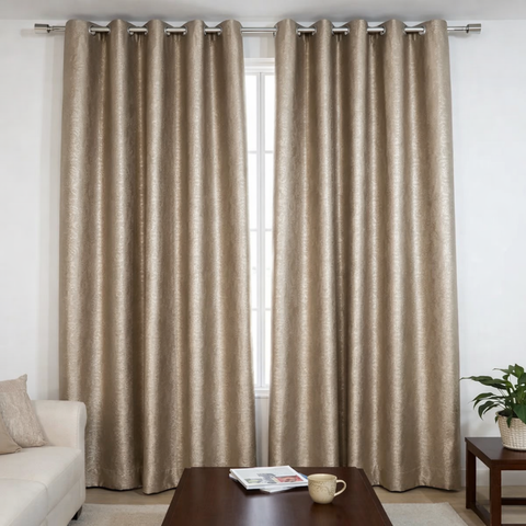 Cortina Corta Luz Acetinado Floral Marrom 6,00x2,50 com Ilhós