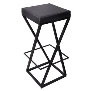 Banco Alto Industrial Cozinha Bar Balcão Bistro Zenite sem Encosto Preto Metalon Preto 75cm