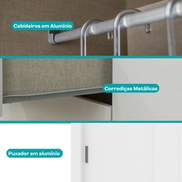 Guarda Roupa Solteiro 2 Portas Darvi Lux Carraro Ripado Branco - 2