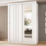 Guarda Roupa Solteiro 2 Portas Darvi Lux Carraro Ripado Branco - 1