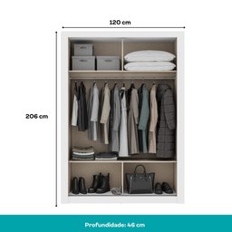 Guarda Roupa Solteiro 2 Portas Darvi Lux Carraro Ripado Branco - 5