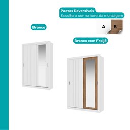 Guarda Roupa Solteiro 2 Portas Darvi Lux Carraro Ripado Branco - 9