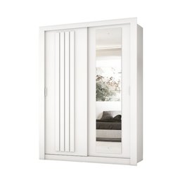 Guarda Roupa Solteiro 2 Portas Darvi Lux Carraro Ripado Branco - 4