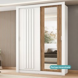 Guarda Roupa Solteiro 2 Portas Darvi Lux Carraro Ripado Branco - 10