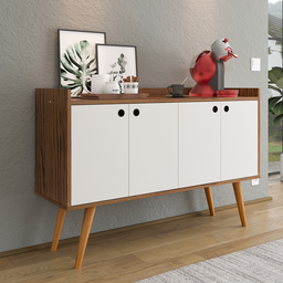 Aparador Buffet Retrô 4 Portas Dallas - Varias Cores Cor:freijó / Off White - 2