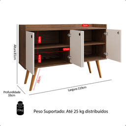 Aparador Buffet Retrô 4 Portas Dallas - Varias Cores Cor:freijó / Off White - 6