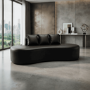 Ver imagem 5 de Sofá Tóquio Puff Orgânico Corino 200cm com 3 Almofadas Design Curvo Luxo para Sala e Recepção:Preto