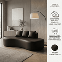 Ver imagem 2 de Sofá Tóquio Puff Orgânico Corino 200cm com 3 Almofadas Design Curvo Luxo para Sala e Recepção:Preto