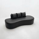 Ver imagem 7 de Sofá Tóquio Puff Orgânico Corino 200cm com 3 Almofadas Design Curvo Luxo para Sala e Recepção:Preto