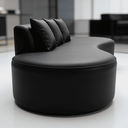 Ver mais imagens de Sofá Tóquio Puff Orgânico Corino 200cm com 3 Almofadas Design Curvo Luxo para Sala e Recepção:Preto
