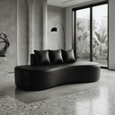 Ver imagem 6 de Sofá Tóquio Puff Orgânico Corino 200cm com 3 Almofadas Design Curvo Luxo para Sala e Recepção:Preto