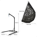 Ver mais imagens de Balanço Suspenso Ninho Gota com Suporte, Mola e Mosquetão para Jardim - Preto A3