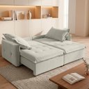 Ver imagem 2 de Sofá Cama 2 Lugares Singapura Reclinável 190cm em Bouclê com Catraca Reforçada e 2 Almofadas:Bege Cl