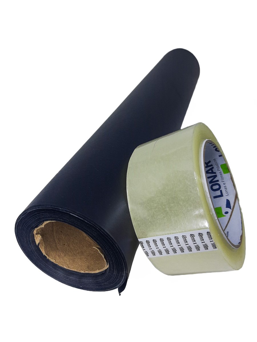Kit Rolo de Papel Preto para Pacotes 60cmx50m +Fita Adesiva - 1