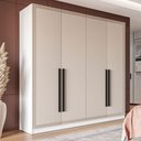 Ver imagem 1 de Guarda-roupa Casal Valência 4 Portas 4 Gavetas Branco/creme - Politorno