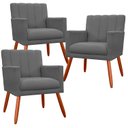 Ver imagem 1 de Kit 3 Poltrona Decorativa Miami Cinza para Sala de Estar Recepção