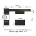 Ver imagem 4 de Armário de Cozinha Completa 340cm Branco/Preto Lux Madesa 01