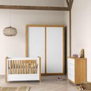 Ver imagem 2 de Dormitório Tutto New 2 Portas, Cômoda 4 Gavetas e Berço Branco Soft/Freijó com Colchão - Matic Móvei