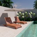 Ver imagem 3 de Conjunto 2 Espreguiçadeiras para Jardim em Madeira Maciça Chaise Long