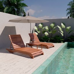 Conjunto 2 Espreguiçadeiras para Jardim em Madeira Maciça Chaise Long - 3