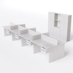 Estação de Trabalho 8 Lugares com Gavetas 4,80x1,20 e 3 Armários Cor:branco - 1