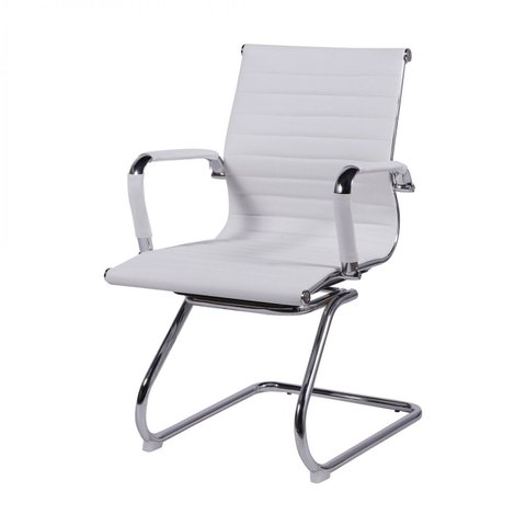 Cadeira Escritório Interlocutor Fixa Esteirinha Corino 3301 Branco